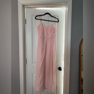 Camille Sleeveless Chiffon Dress with Pleated Bodice in Blush